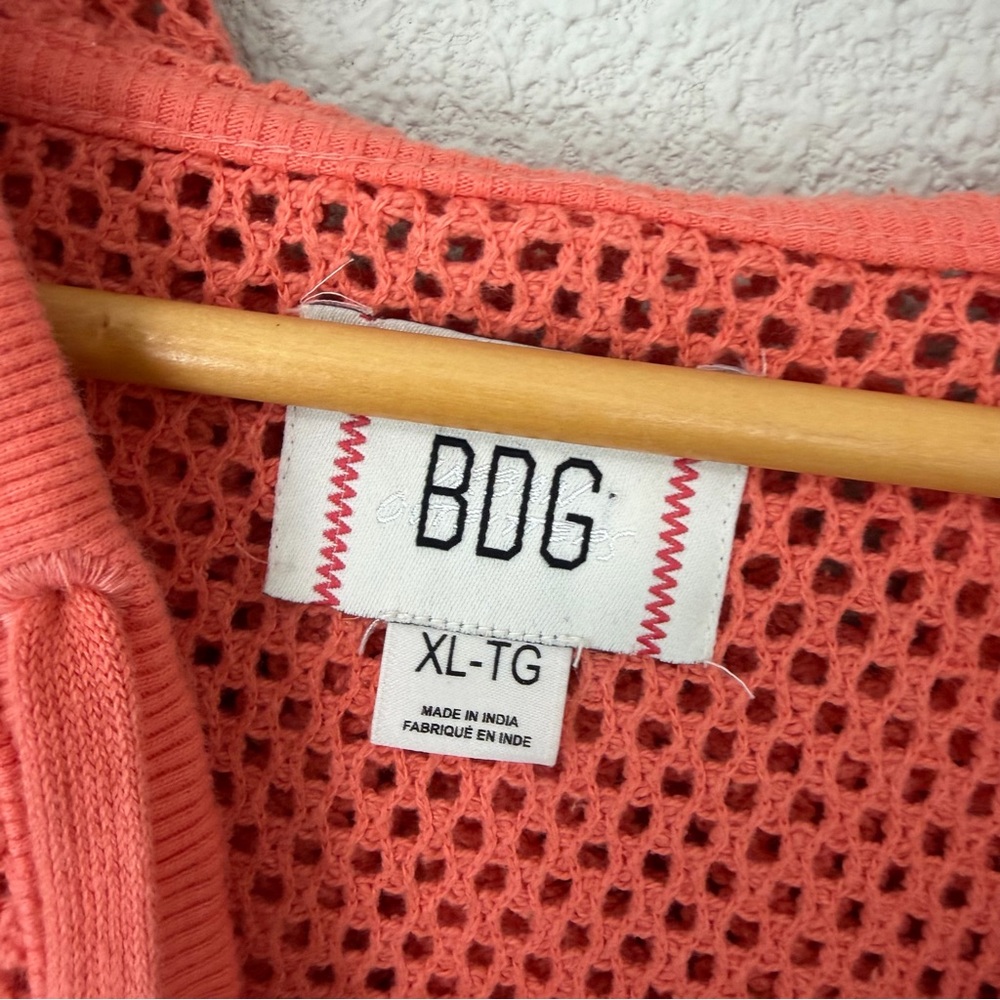 BDG Urban outfitters Orange Boardwalk Mesh Full Zip Hoodie Sweatshirt - Picture 2 of 9